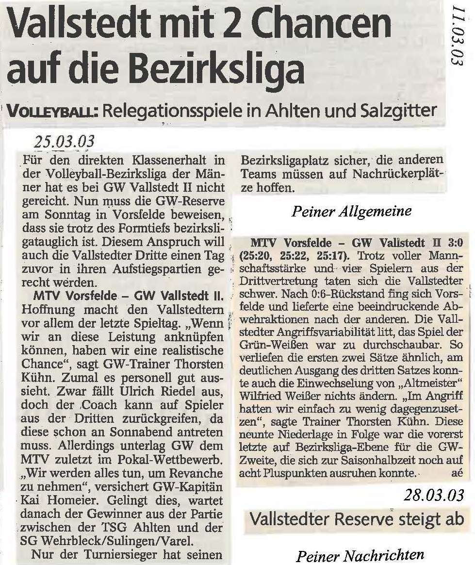 28.03.2003 Relegation 2. Herren